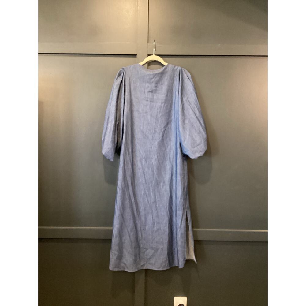 Padova Colombia kaftan denim jean balloon sleeve v neck boho resort Midi dress 6 - Picture 3 of 10